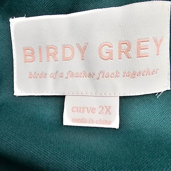 Birdy Grey Womans size 2X Curve Devin Chiffon Formal Maxi Dress Gown Emerald NEW - Picture 8 of 10